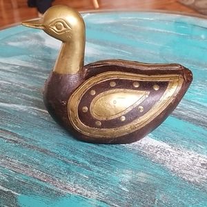 Brass Trimmed Wooden Duck
